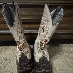 Ariat Cream and Brown Heeled Boots